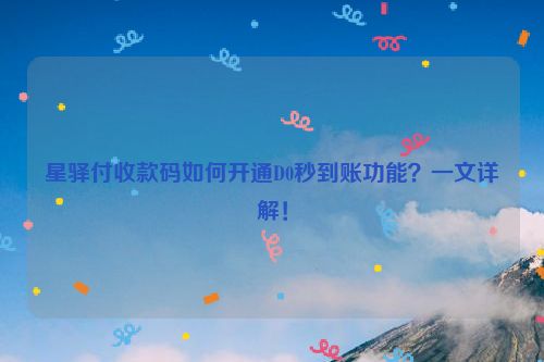 星驿付收款码如何开通D0秒到账功能？一文详解！